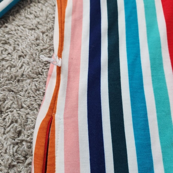 LuLaRoe Women X Small Long Sleeve Colorful Stripe Buttons Asymmetric Shirt Dress - Picture 3 of 6